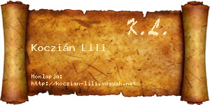 Koczián Lili névjegykártya